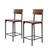 Set of Two 25" Brown and Black Solid Wood and Metal Counter Height Bar Chairs