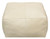 22" Ivory Leather Pouf Ottoman