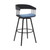 31" Blue and Black Fabric with Metal Swivel Bar Height Bar Chair