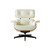 35" Beige and Dark Brown Genuine Leather Tufted Swivel Lounge Chair With Ottoman