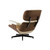 35" Beige and Dark Brown Genuine Leather Tufted Swivel Lounge Chair With Ottoman