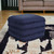 18" Blue Cotton Striped Pouf Ottoman