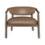 33" Brown and Dark Brown Faux Leather And Wood Arm Chair