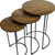 Set of Two Chestnut and Black Solid Wood and Metal Round Frame Nested Tables
