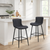 Set of Two 27" Black Faux Leather and Metal Low Back Counter Height Bar Chairs