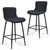 Set of Two 27" Black Faux Leather and Metal Low Back Counter Height Bar Chairs