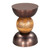 20" Bronze and Brown Iron and Solid Wood Round Pedestal End Table