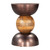 20" Bronze and Brown Iron and Solid Wood Round Pedestal End Table