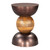 20" Bronze and Brown Iron and Solid Wood Round Pedestal End Table
