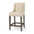 28" Cream and Brown Fabric and Solid Wood Counter Height Bar Chair