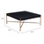 42" Black and Gold Solid Wood and Steel Square Coffee Table