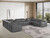 Dark Gray Italian Leather Power Reclining U Shaped Ten Piece Corner Sectional With Console