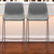 Set of Two 30" Slate Gray and Brown Faux Leather and Steel Bar Height Bar Chairs