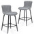 Set of Two 27" Gray and Black Faux Leather and Metal Low Back Counter Height Bar Chairs