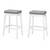Set of Two 30" Gray and White Faux Leather and Solid Wood Backless Bar Height Bar Chairs