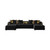 Black Velvet U Shaped Sofa and Chaise Sectional With Toss Pillows