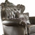 44" Silver and Platinum Faux Leather Tufted Wingback Chair And Toss Pillows