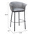 30" Gray And Black Faux Leather And Steel Bar Height Bar Chair