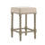 24" Cream And Gray Solid Wood Backless Counter Height Bar Chair