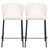 Set of Two 26" Cream And Black Faux Leather And Steel Counter Height Bar Chairs