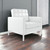 31" White and Silver Italian Leather Tufted Club Chair