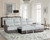 Beige And Brown Fabric Sleeper L Shaped Three Piece Sofa and Storage Chaise Sectional