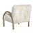 30" Off White and Natural Faux Fur And Wood Arm Chair