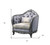 43" Light Gray and Platinum Fabric Floral Tufted Arm Chair And Toss Pillow