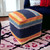 18" Blue And Orange Polyester Blend Striped Pouf Ottoman
