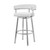 26" White And Silver Faux Leather And Stainless Steel Low Back Counter Height Swivel Bar Chair