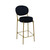 Set of Two 29" Black and Gold Velvet and Metal Low Back Bar Height Bar Chairs