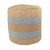 16" Tan Cotton Cylinder Striped Pouf Ottoman