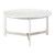 30" White and Silver Genuine Marble and Aluminum Round Cross Legs Coffee Table