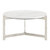 30" White and Silver Genuine Marble and Aluminum Round Cross Legs Coffee Table