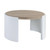 33" Oak and White Wood Round Partial Frame Coffee Table