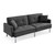 85" Dark Gray Polyester Blend Convertible Futon Sleeper Sofa And Toss Pillows With Silver Legs