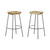 Set of Two 31" Natural and Black Solid Wood and Steel Backless Bar Height Bar Chairs
