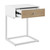 25" White and Natural Wood and Steel End Table With Drawer And USB Port - 880016809275