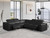 Black Italian Leather Modular L Shaped Five Piece Corner Sectional