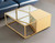 Set of Three 37" Clear And Gold Glass And Stainless Steel Square Mirrored Bunching Coffee Tables