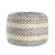 18" Ivory And Blue Cotton Blend Round Striped Pouf Ottoman