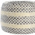 18" Ivory And Blue Cotton Blend Round Striped Pouf Ottoman
