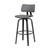 26" Gray And Black Faux Leather Swivel Low Back Counter Height Bar Chair