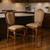 Set of Two Fabric and Solid Wood Counter Height Bar Chairs