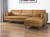 Tan Genuine Leather L Shaped Sofa and Chaise Sectional With Toss Pillows Decor