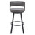 31" Gray and Black Fabric and Steel Low Back Bar Height Swivel Bar Chair
