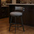 31" Gray and Black Fabric and Steel Low Back Bar Height Swivel Bar Chair