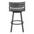 31" Gray and Black Fabric and Steel Low Back Bar Height Swivel Bar Chair
