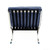 29" Blue and Silver Tufted Leather and Upholstered Folding Lounge Chair