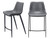 Set of Two 26" Dark Gray And Black Faux Leather And Steel Counter Height Bar Chairs